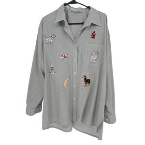 MILI DESIGNS Size 1X Womens Top Dog Novelty Button Up Shirt